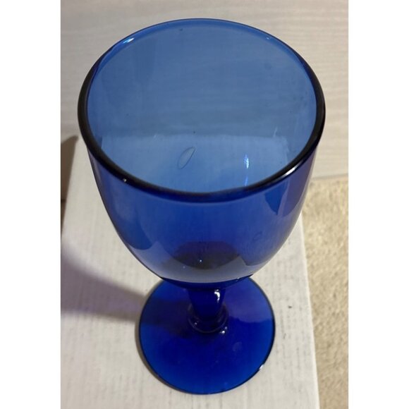Blue Glass Goblet Wine Glass From Mexico Handcrafted Elegant Design 7.5" Tall - Picture 2 of 8